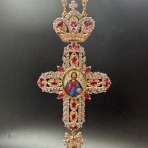 Exquisite Handmade Pectoral Cross with Zircon Stones