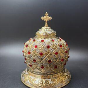 Reliquary with red zircon stones, Handmade Reliquary, Relic box, Catholic Reliquary, Orthodox Reliquary, Saint Relics, Church gift 0001