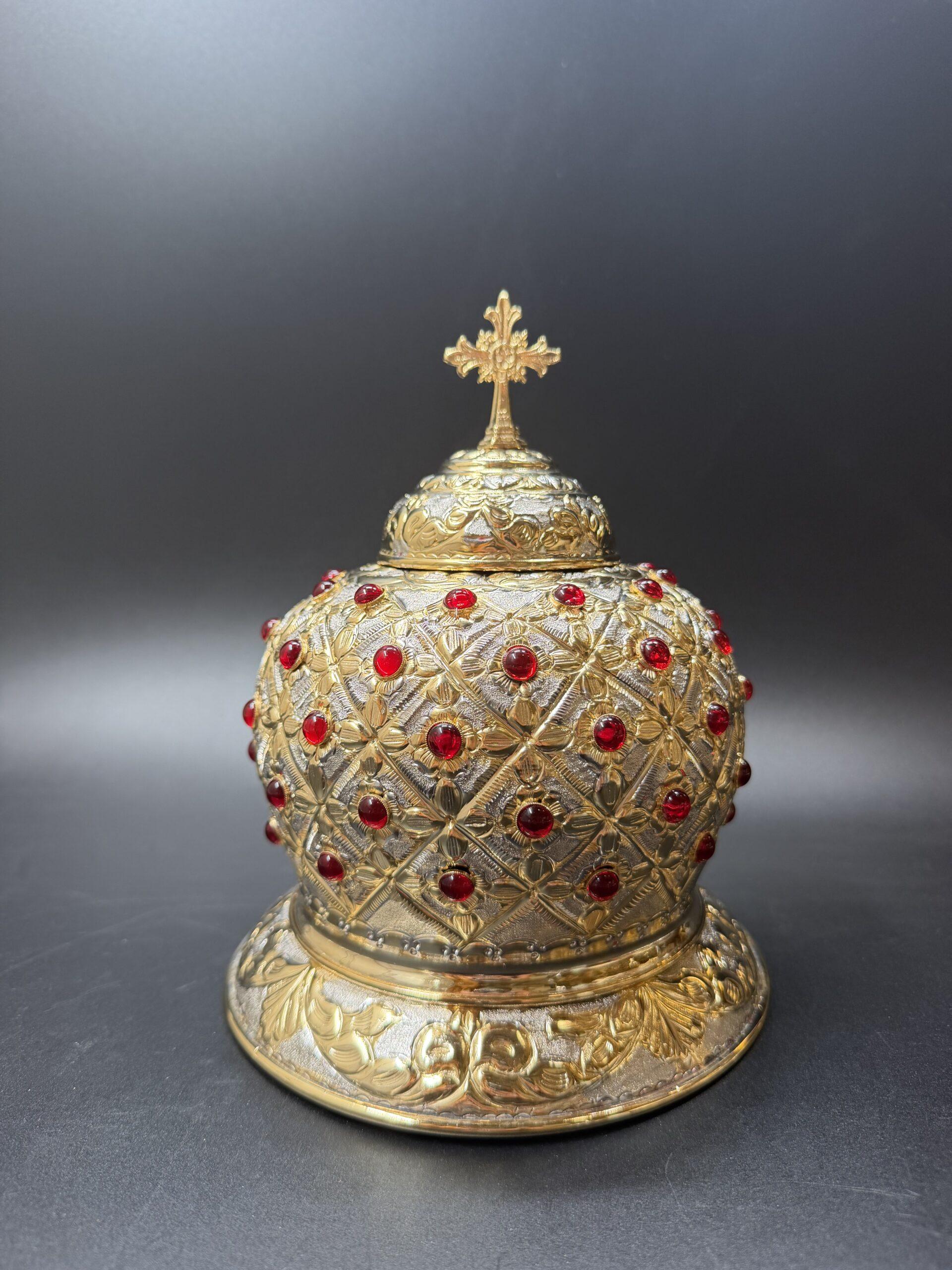 Reliquary with red zircon stones, Handmade Reliquary, Relic box, Catholic Reliquary, Orthodox Reliquary, Saint Relics, Church gift 0001