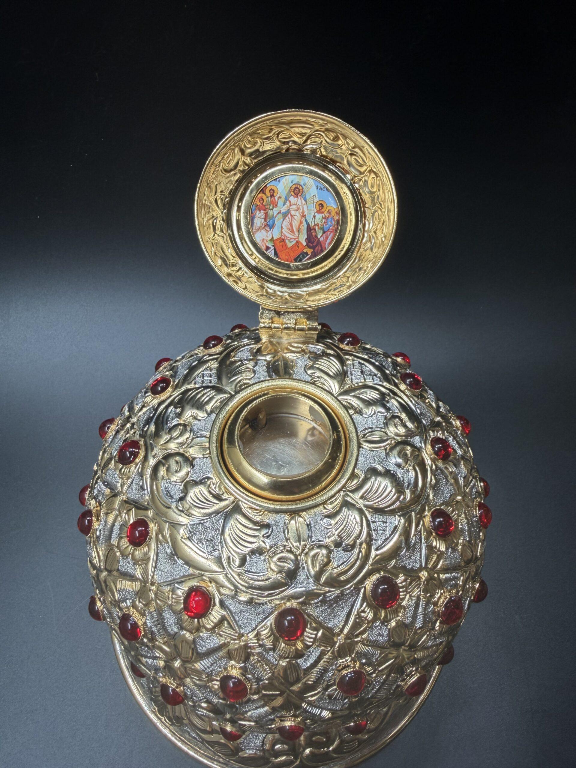 Reliquary with red zircon stones, Handmade Reliquary, Relic box, Catholic Reliquary, Orthodox Reliquary, Saint Relics, Church gift 0001 - Image 2