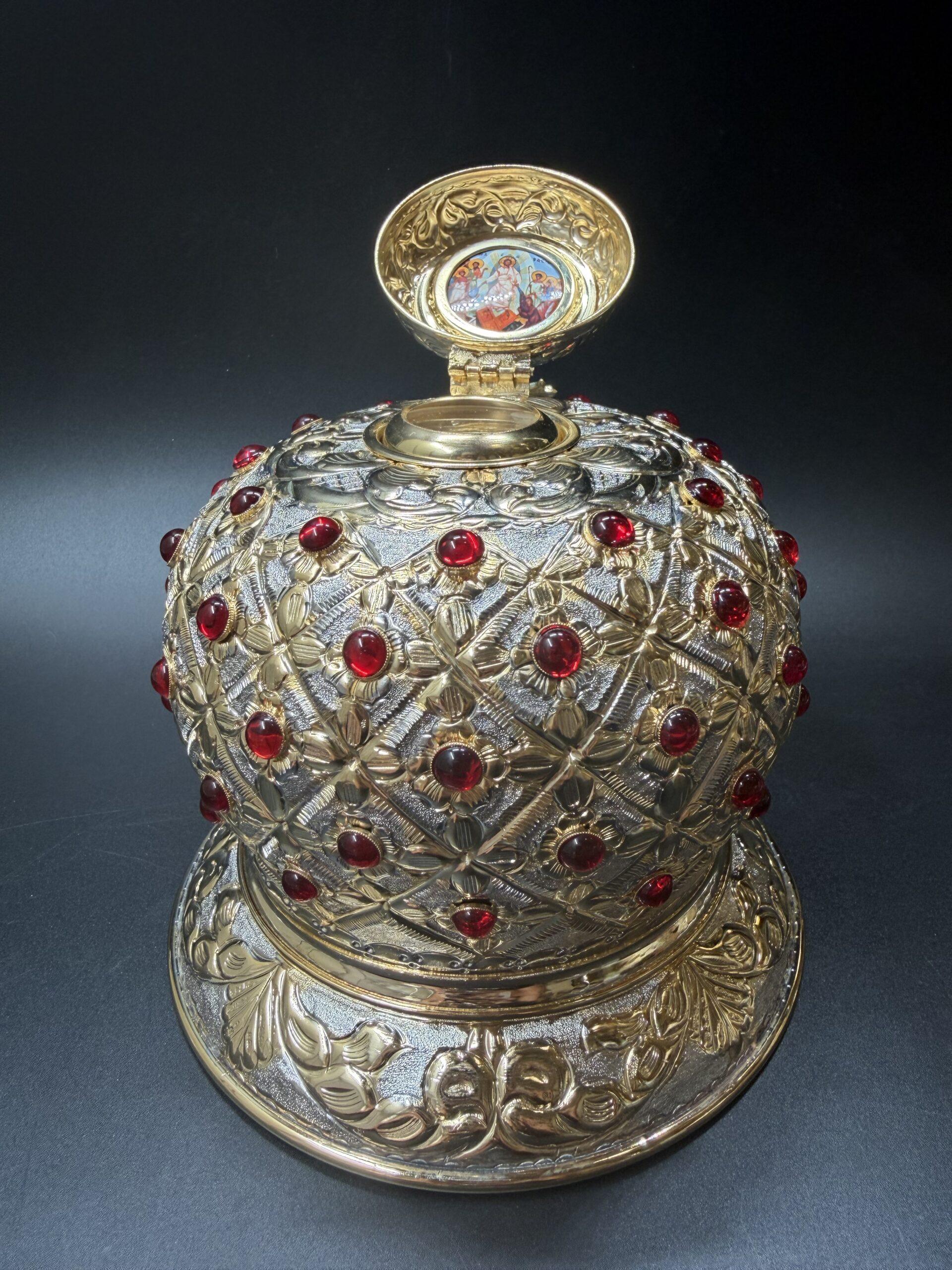 Reliquary with red zircon stones, Handmade Reliquary, Relic box, Catholic Reliquary, Orthodox Reliquary, Saint Relics, Church gift 0001 - Image 3
