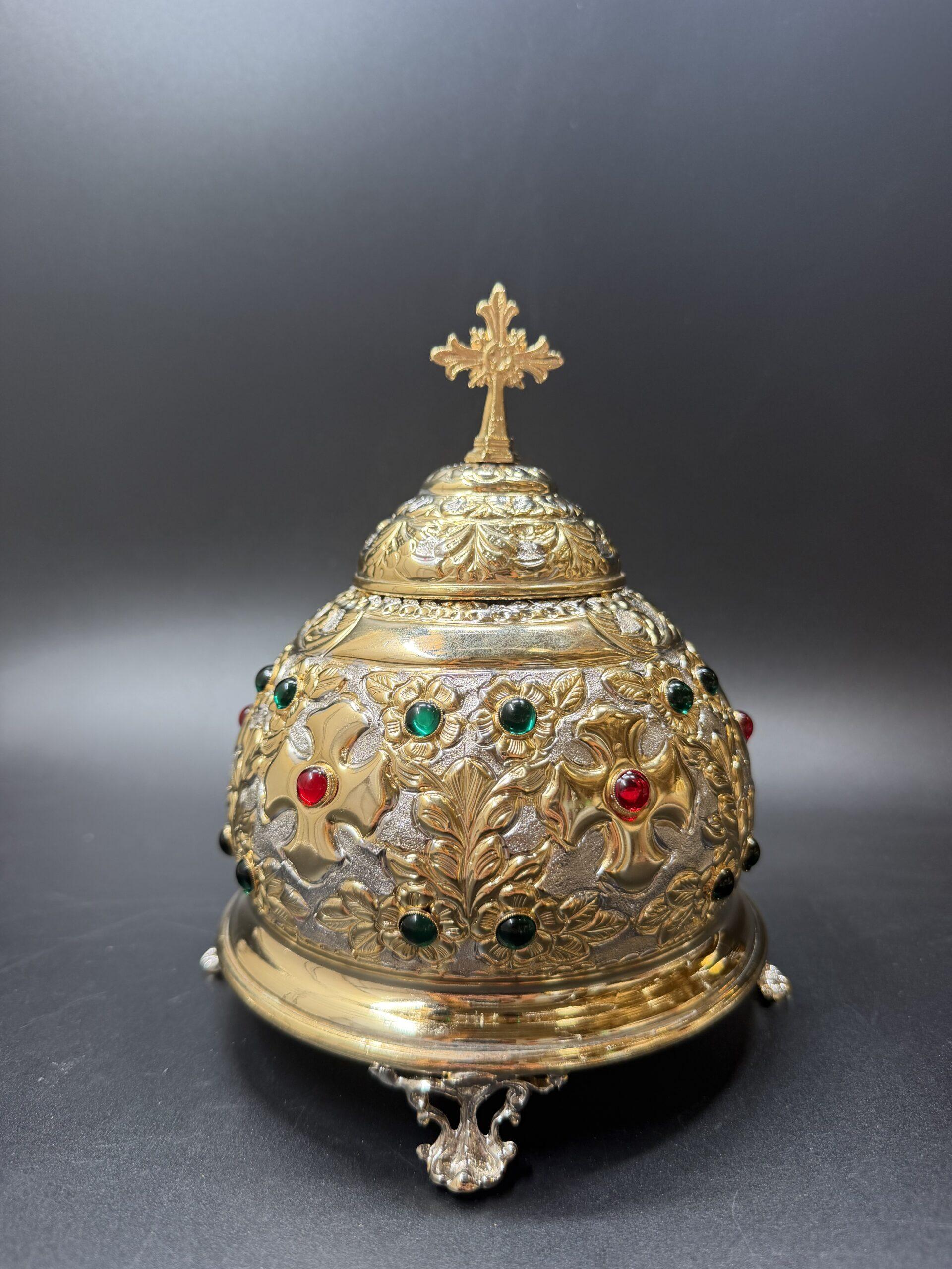 Reliquary with zircon stones, Handmade Reliquary, Relic box, Catholic Reliquary, Orthodox Reliquary, Saint Relics, Church gift 0004
