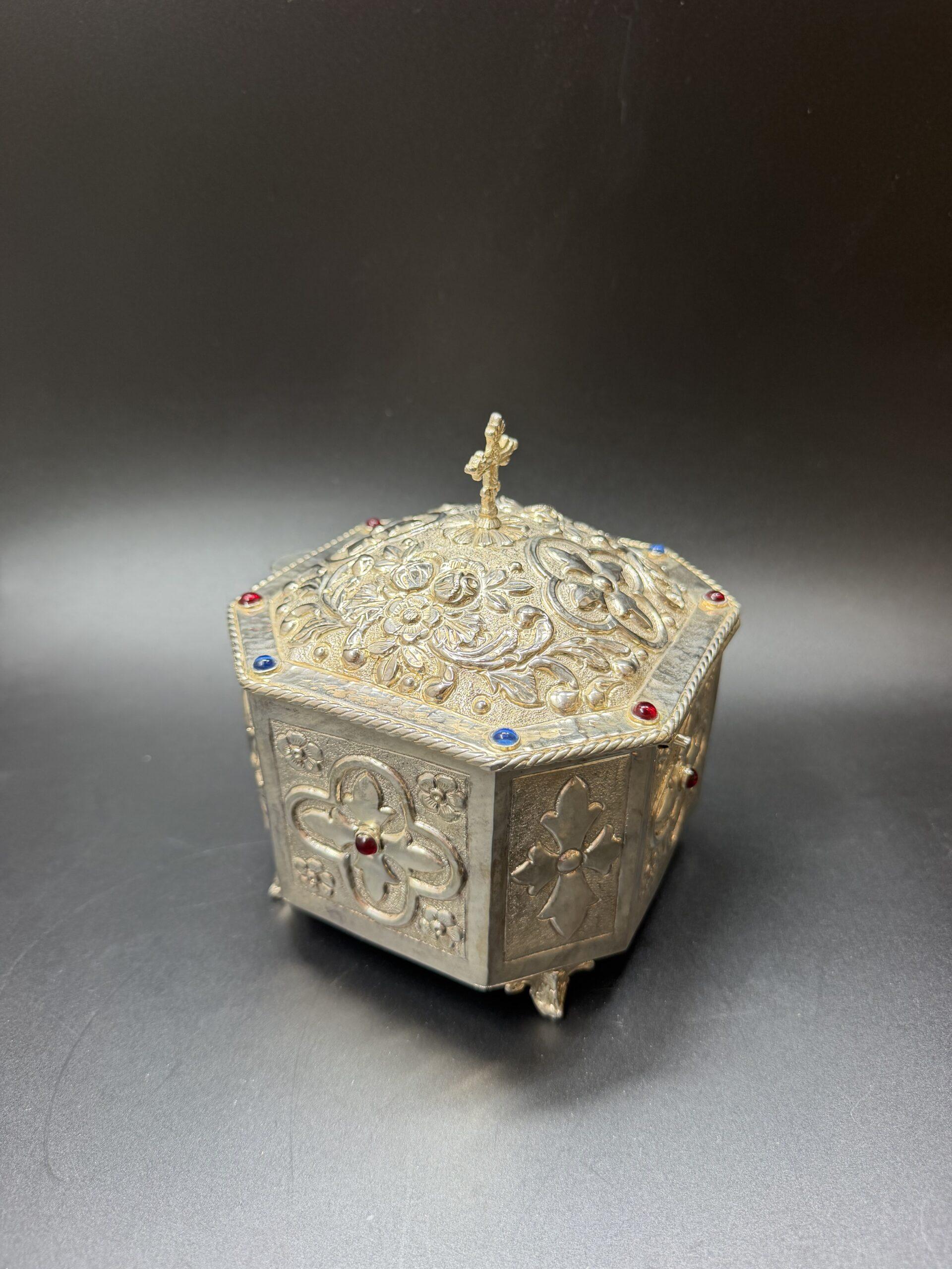 Silver plated Reliquary, Handmade Reliquary, Relic box, Catholic Reliquary, Orthodox Reliquary, Saint Relics, Church gift 0013